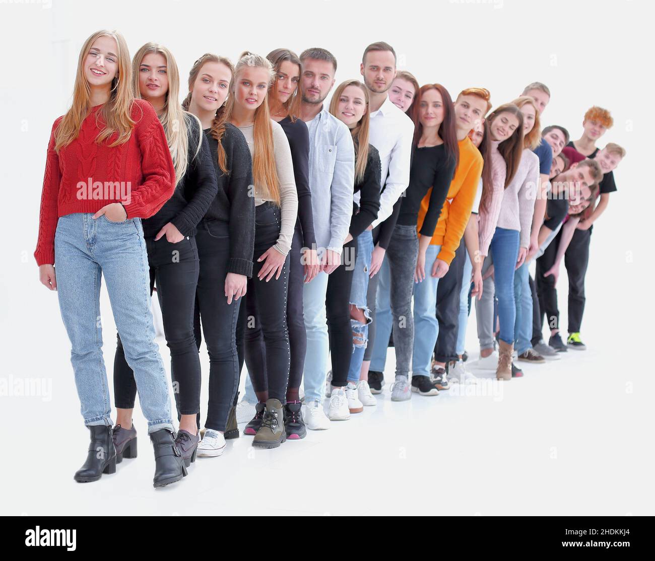 group of diverse young people standing in line Stock Photo - Alamy