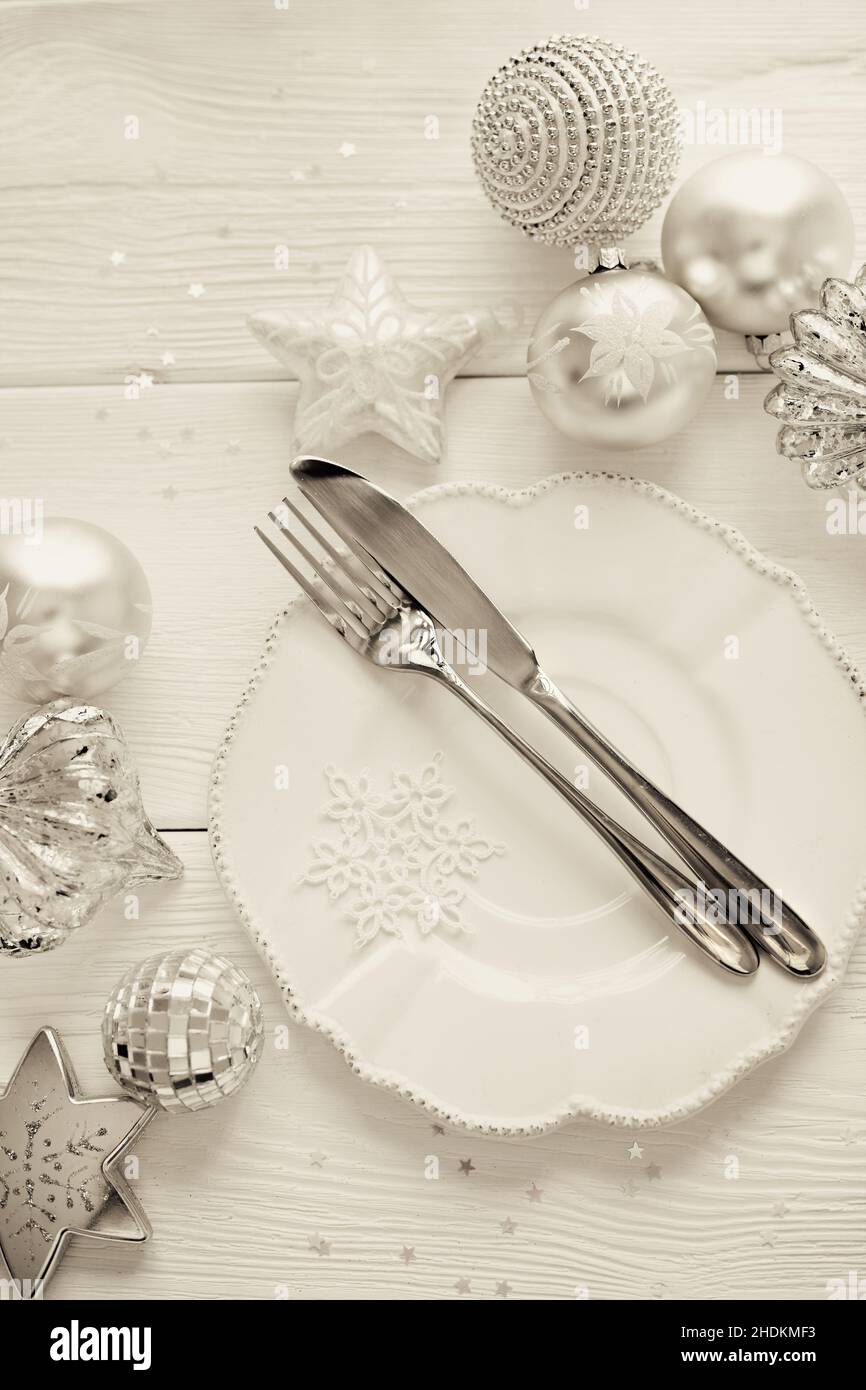 festive, table cover, silver cutlery, festives, table covers, silver cutleries Stock Photo