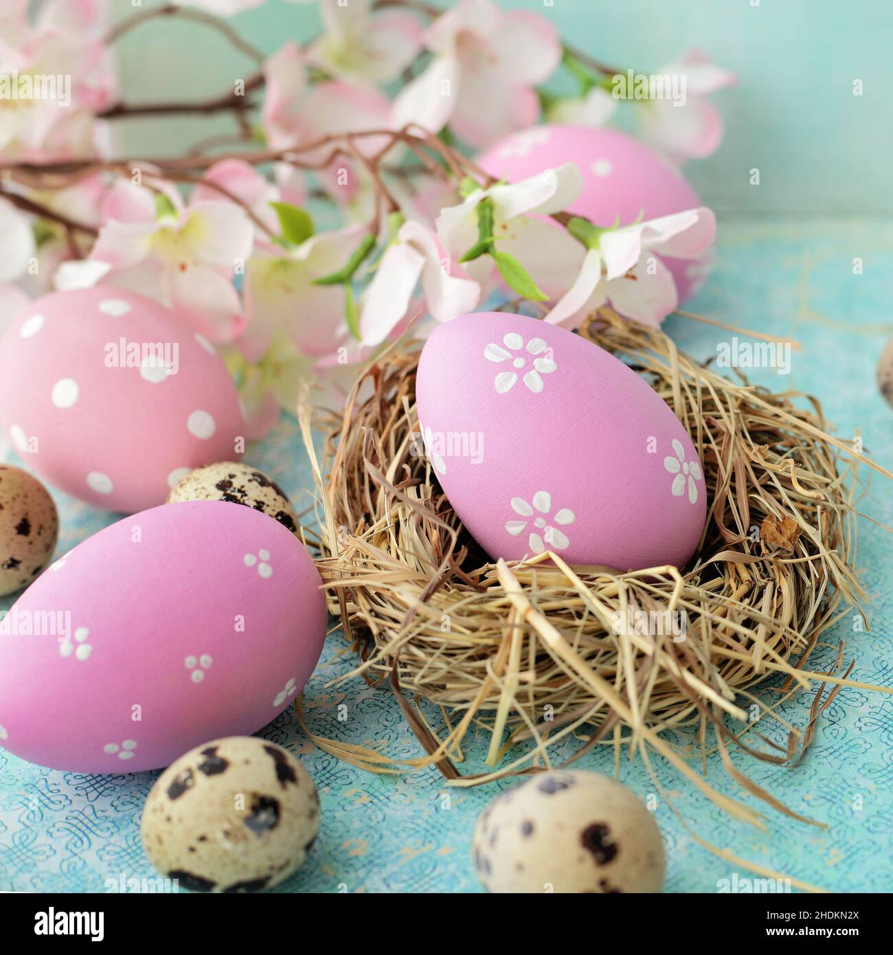 easter nest, easter eggs, easter decoration, easters, easter egg, easter decorations Stock Photo