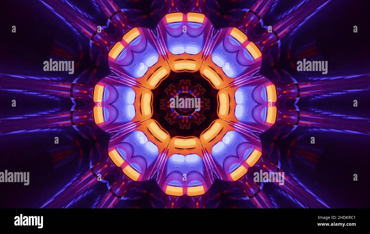A 3D illustration of an enlightened flower shaped colorful mandala ...