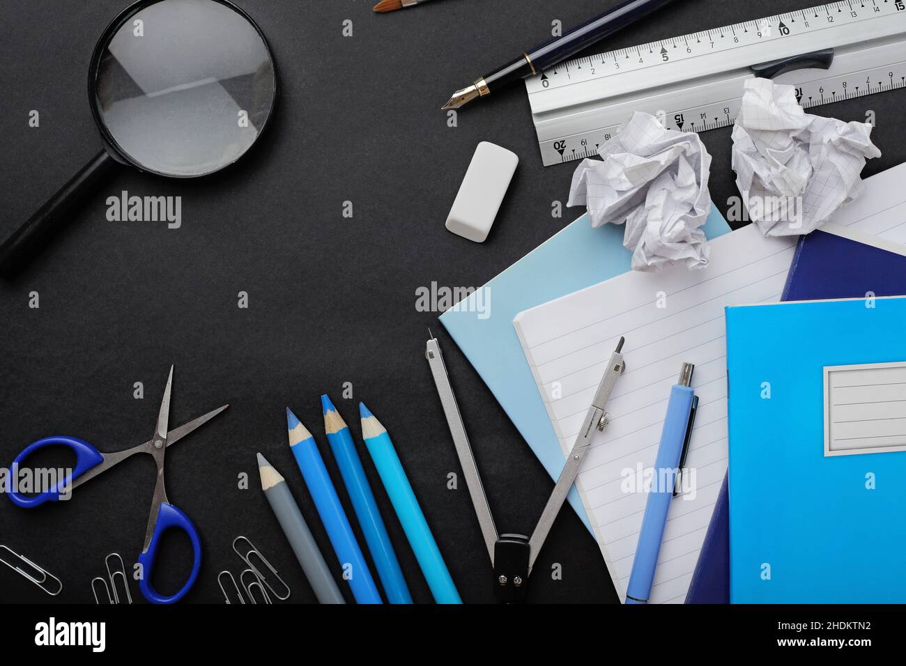 school supplies, stationery, stationeries Stock Photo