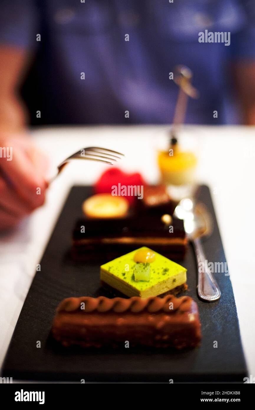 The sweets board, served as the final course of an afternoon tea at Hong Kong's Hullett House, is sumptuous. Stock Photo