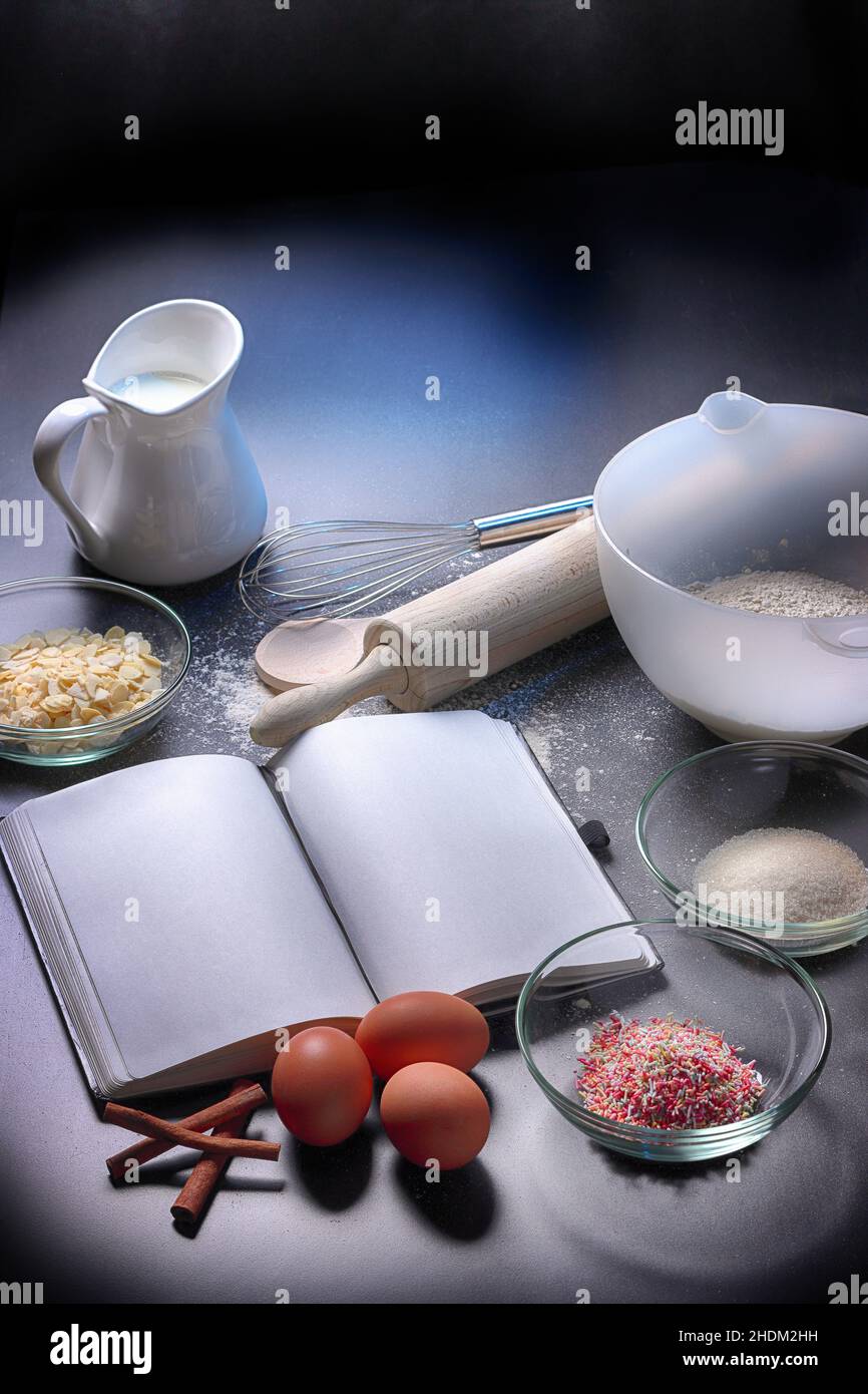 baking, ingredient, recipe, note pad, ingredients, prescription, recipes, note pads Stock Photo