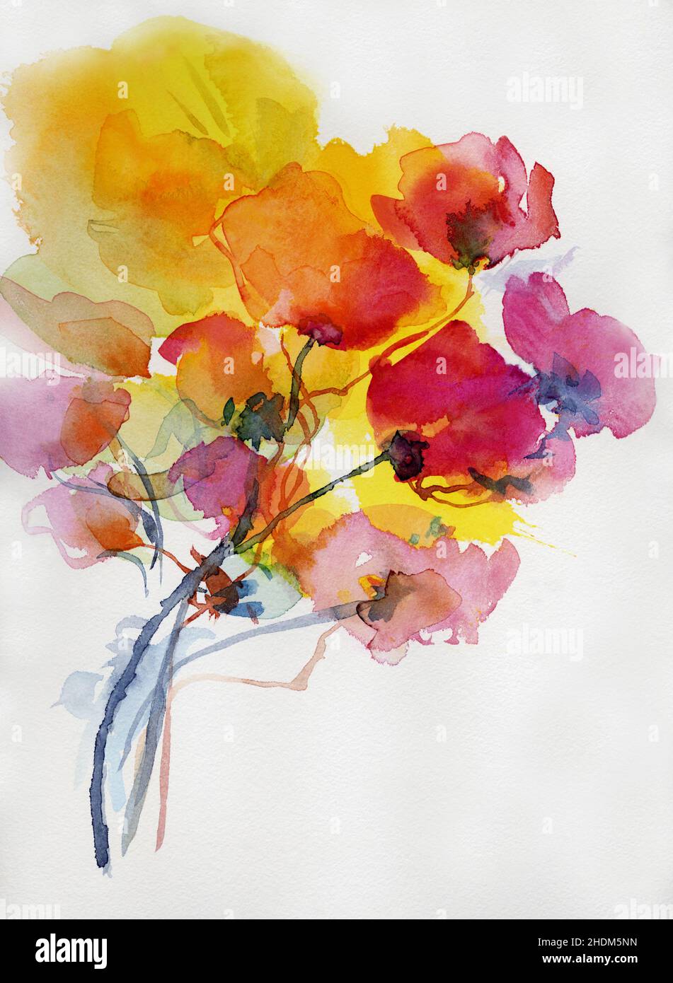 flowers, art, watercolor painting, flower, flower valentain, arts Stock Photo