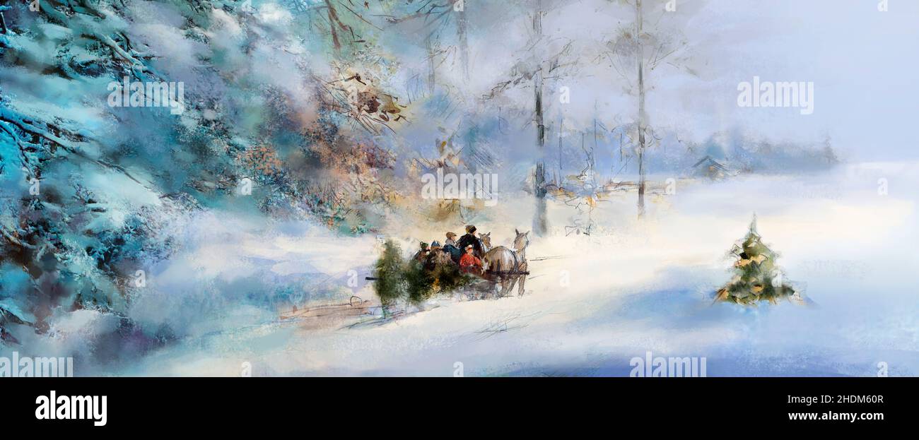 winter landscape, winter time, greeting card, landscape, landscapes, winter landscapes, winter times, greeting cards Stock Photo