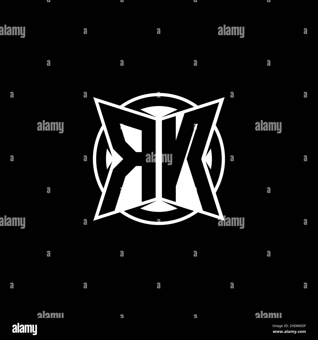 RN Monogram logo letter with simple modern shape style design. Circle ...