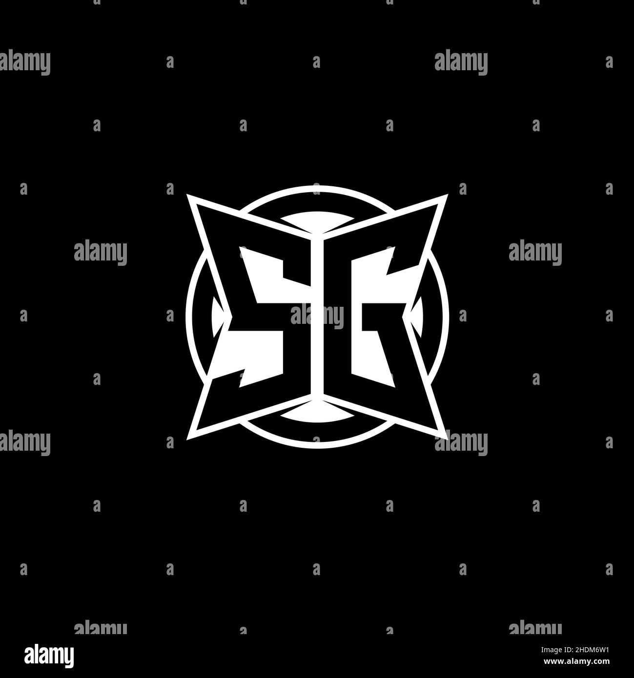 SG Monogram logo letter with simple modern shape style design. Circle ...