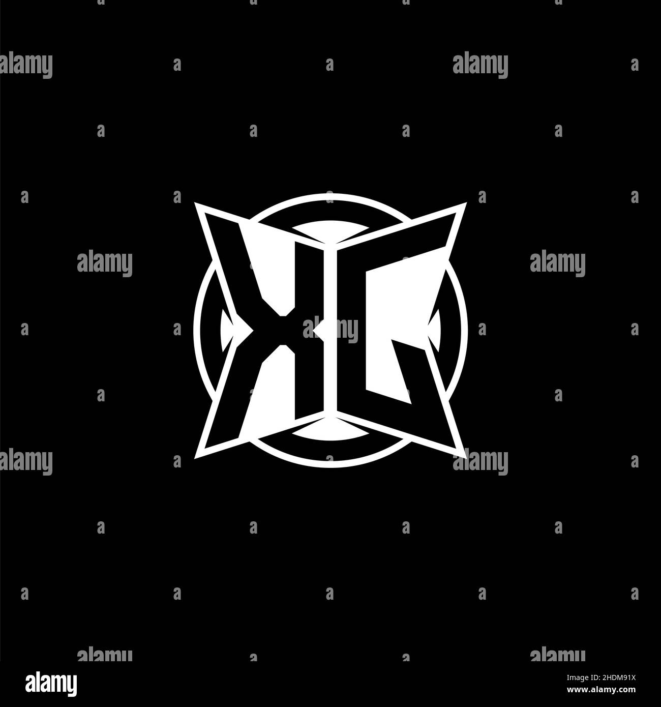 XJ Monogram logo letter with simple modern shape style design. Circle ...