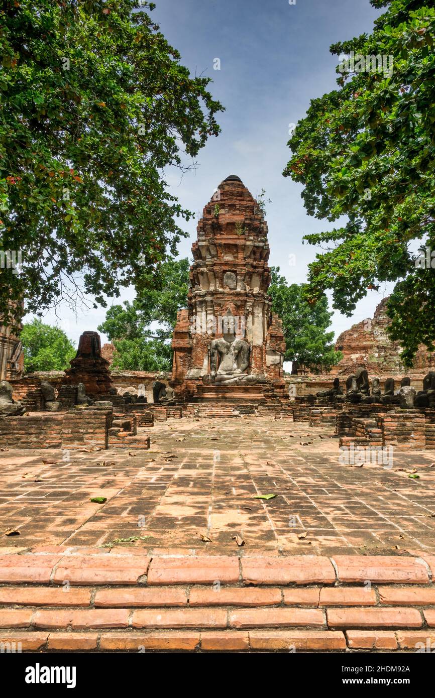 buddha statue, Wat Mahathat Ayutthaya, Phra Prang, buddha statues Stock Photo