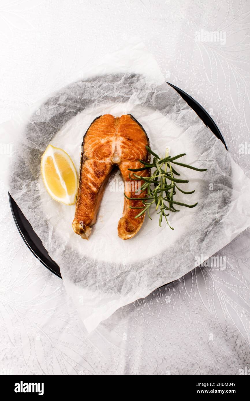 grooved, salmon steak, grooveds, salmon steaks Stock Photo