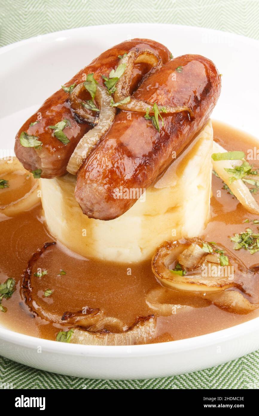 sausages, gravy, sausage, gravies Stock Photo