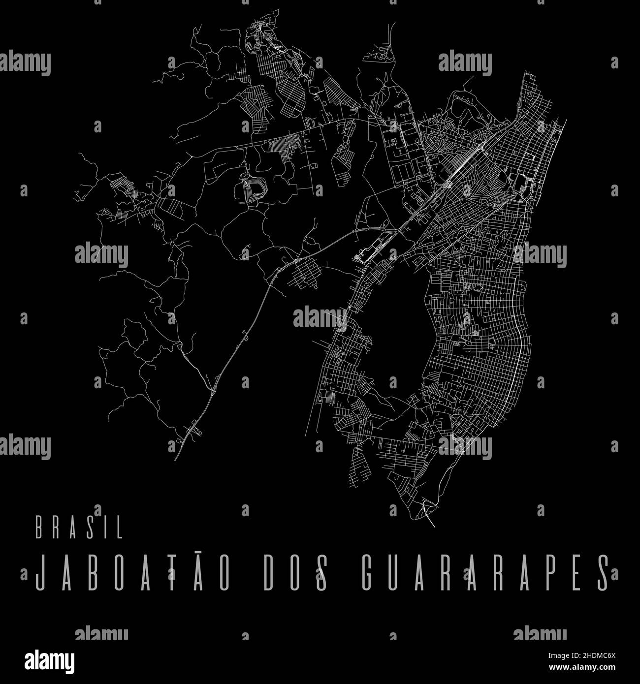 Jaboatao dos Guararapes city vector map poster. Brazil municipality ...