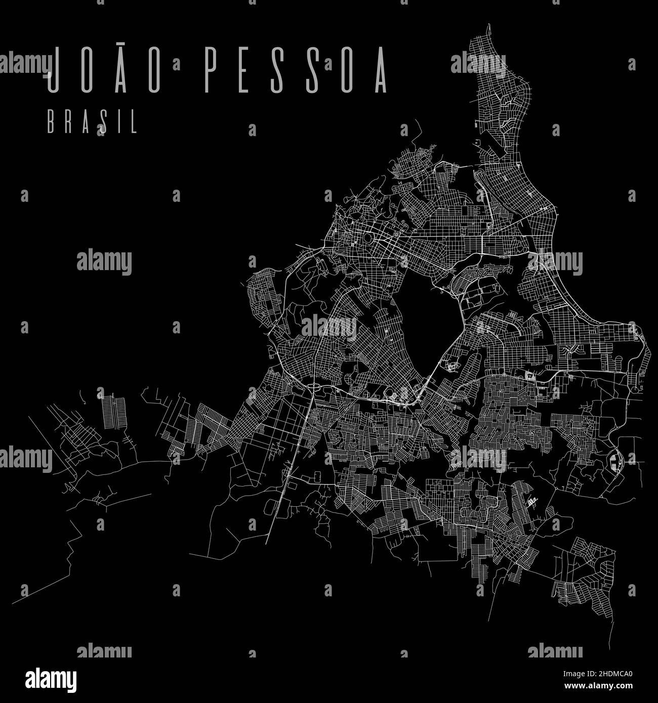 Joao Pessoa city vector map poster. Brazil municipality square linear