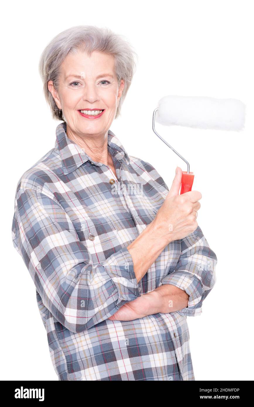 senior, painting, paint roller, elderly, old, seniors, drawing, paint