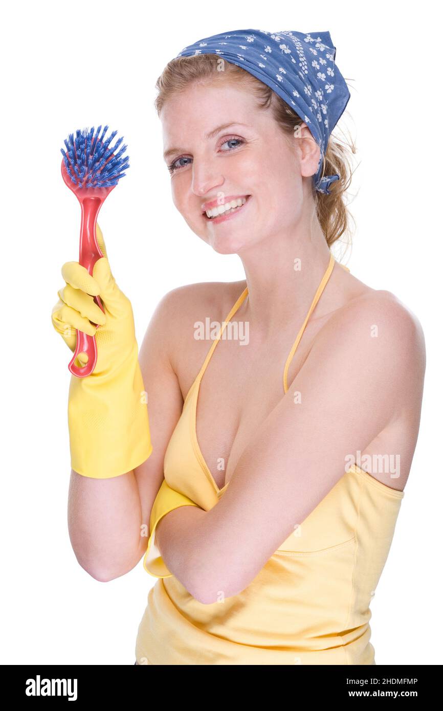 housewife, dishwashing brush, washing dishes, housewifes, dishwashing brushs, wash, washing Stock Photo