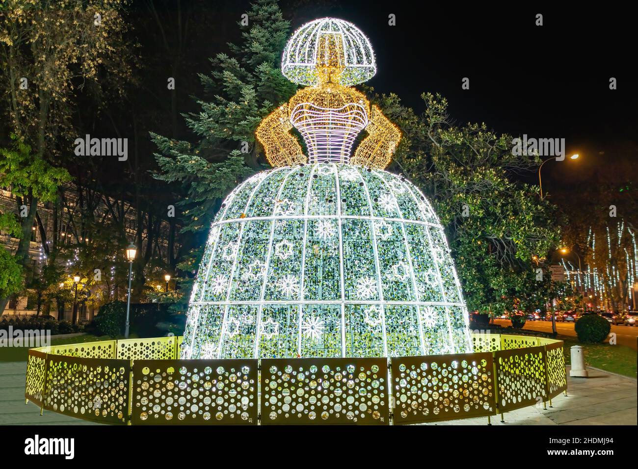 Christmas decoration lights in Madrid, Spain Stock Photo