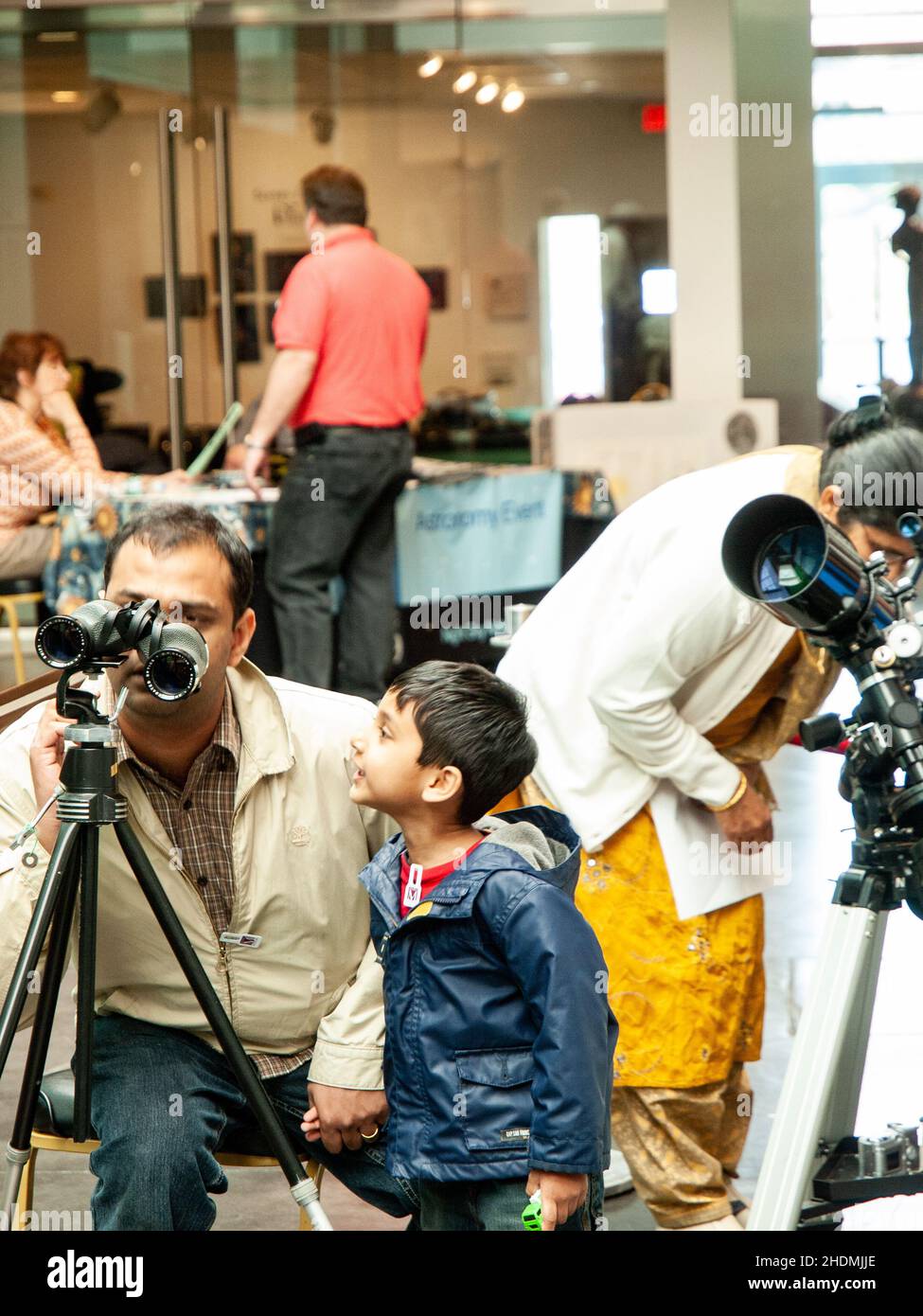 Kids with telescopes Stock Photo