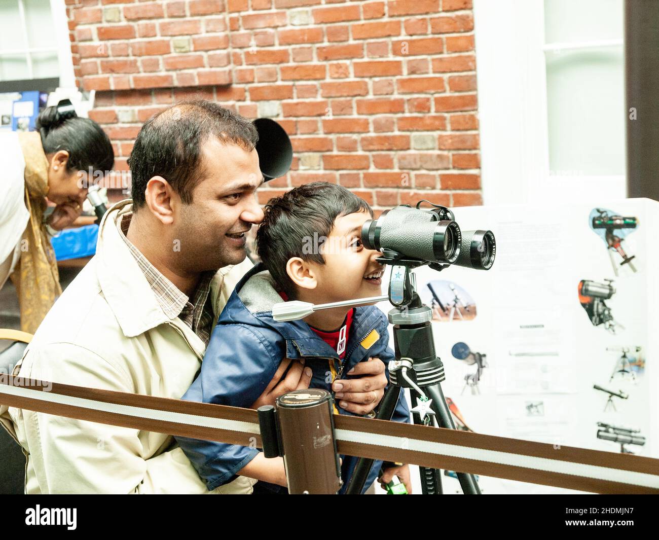 Kids with telescopes Stock Photo