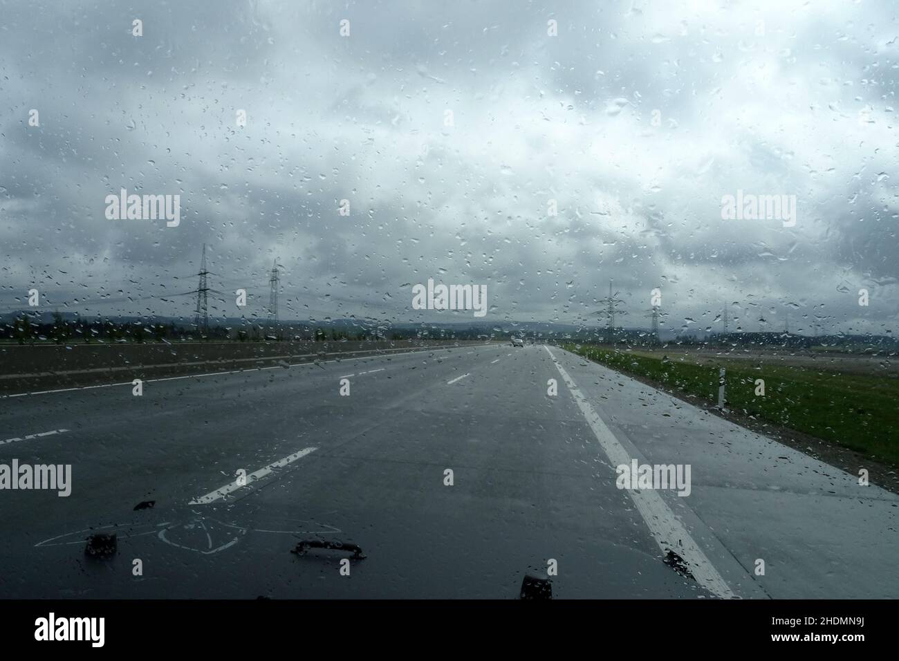 highway, driving, rain, weather, aquaplaning, highways, motorway, motorways, drive, raining, weathers Stock Photo