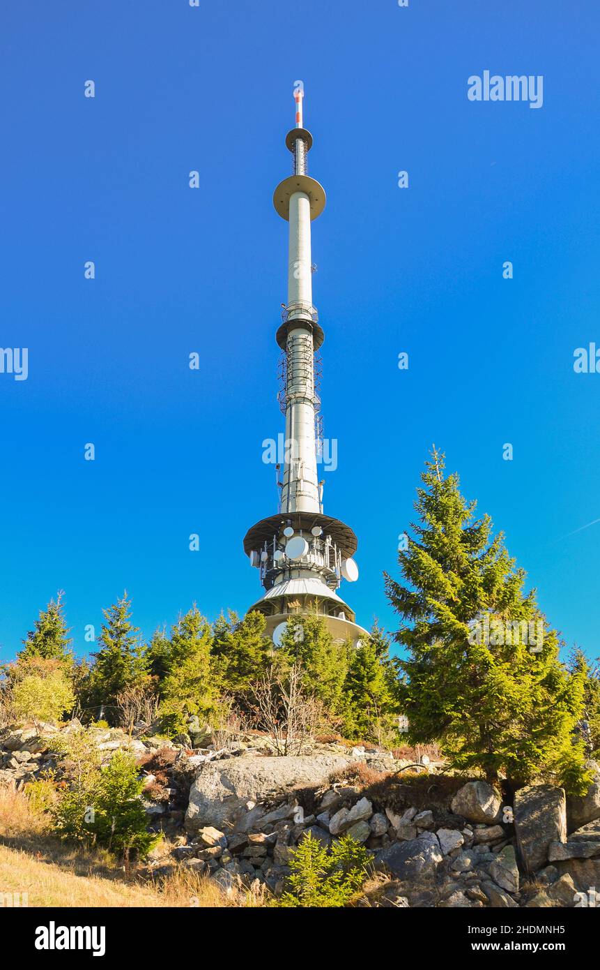 television tower, ox head, television towers, ochsenkopfs Stock Photo