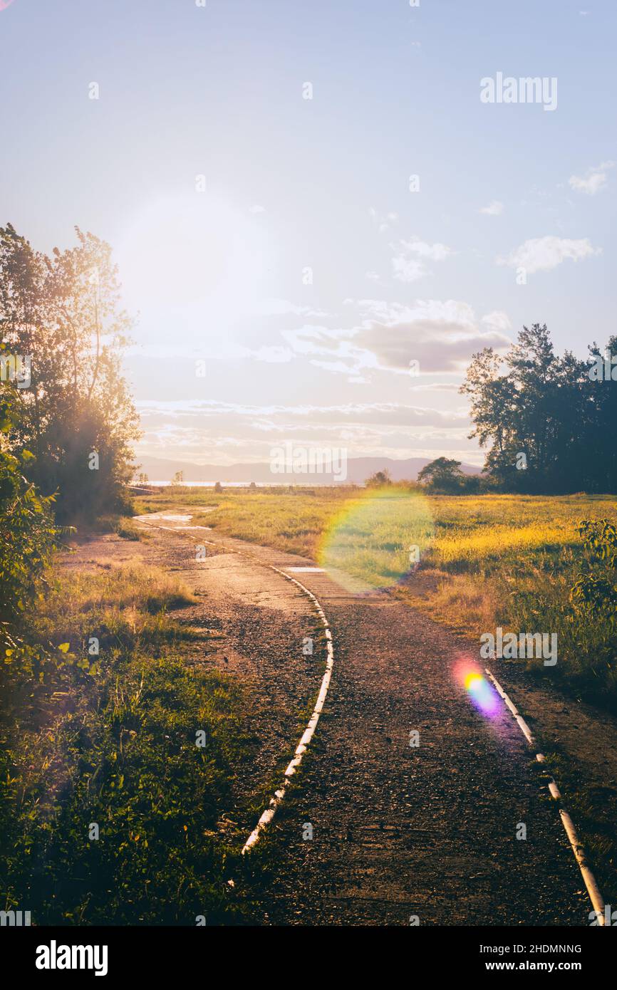 backlighting, landscape, rails, back lit, landscapes, rural, rural ...