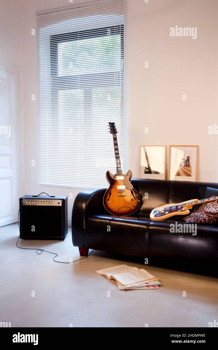 sofa, apartment, e guitar, couch, apartments Stock Photo Alamy