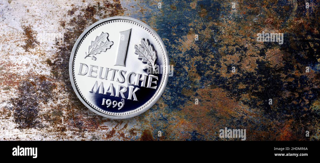 coin, deutsche mark sign, german mark, mints, deutsche mark signs, german marks Stock Photo
