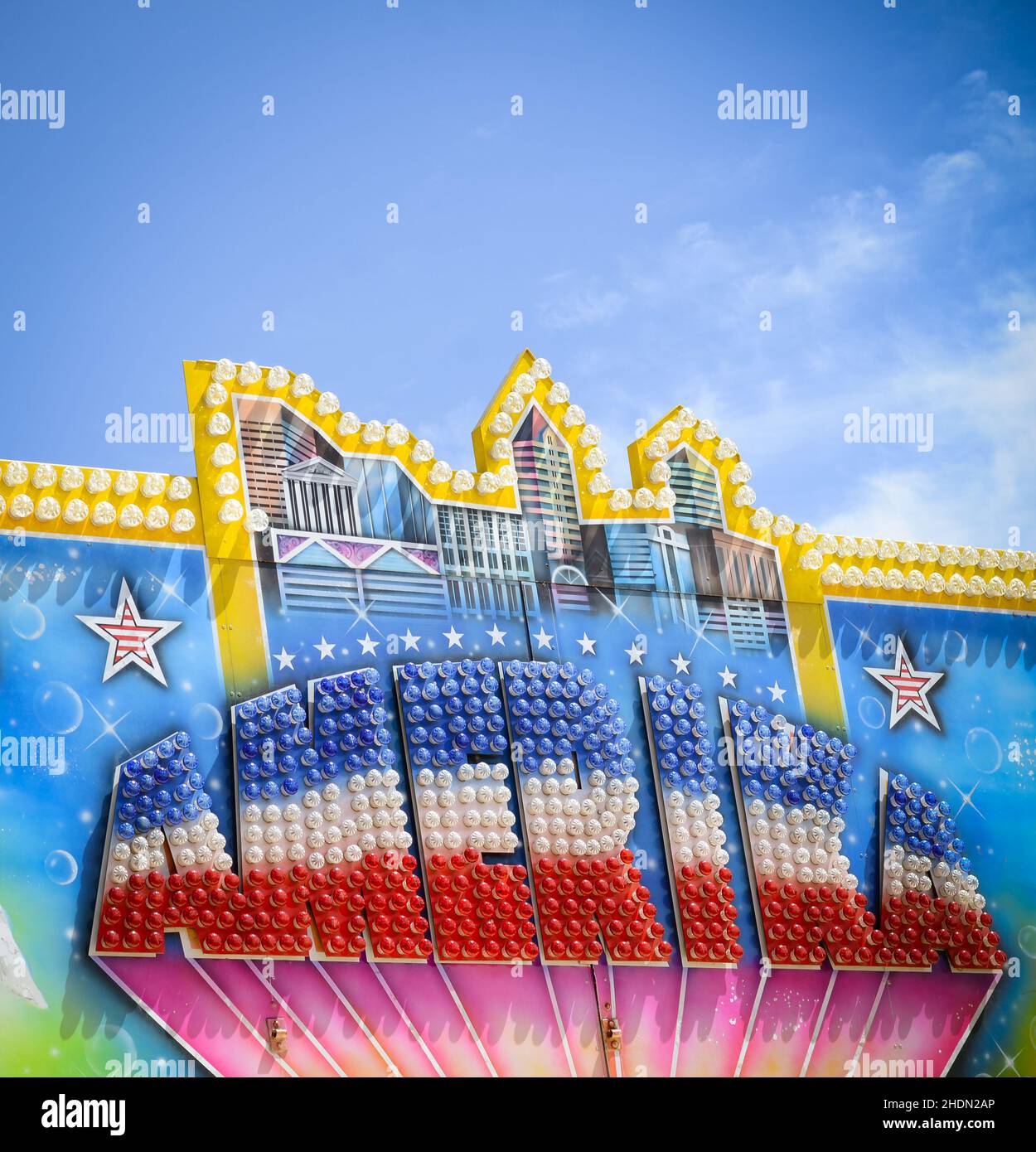 funfair, the americas, typography, fairgrounds, america, typographies Stock Photo