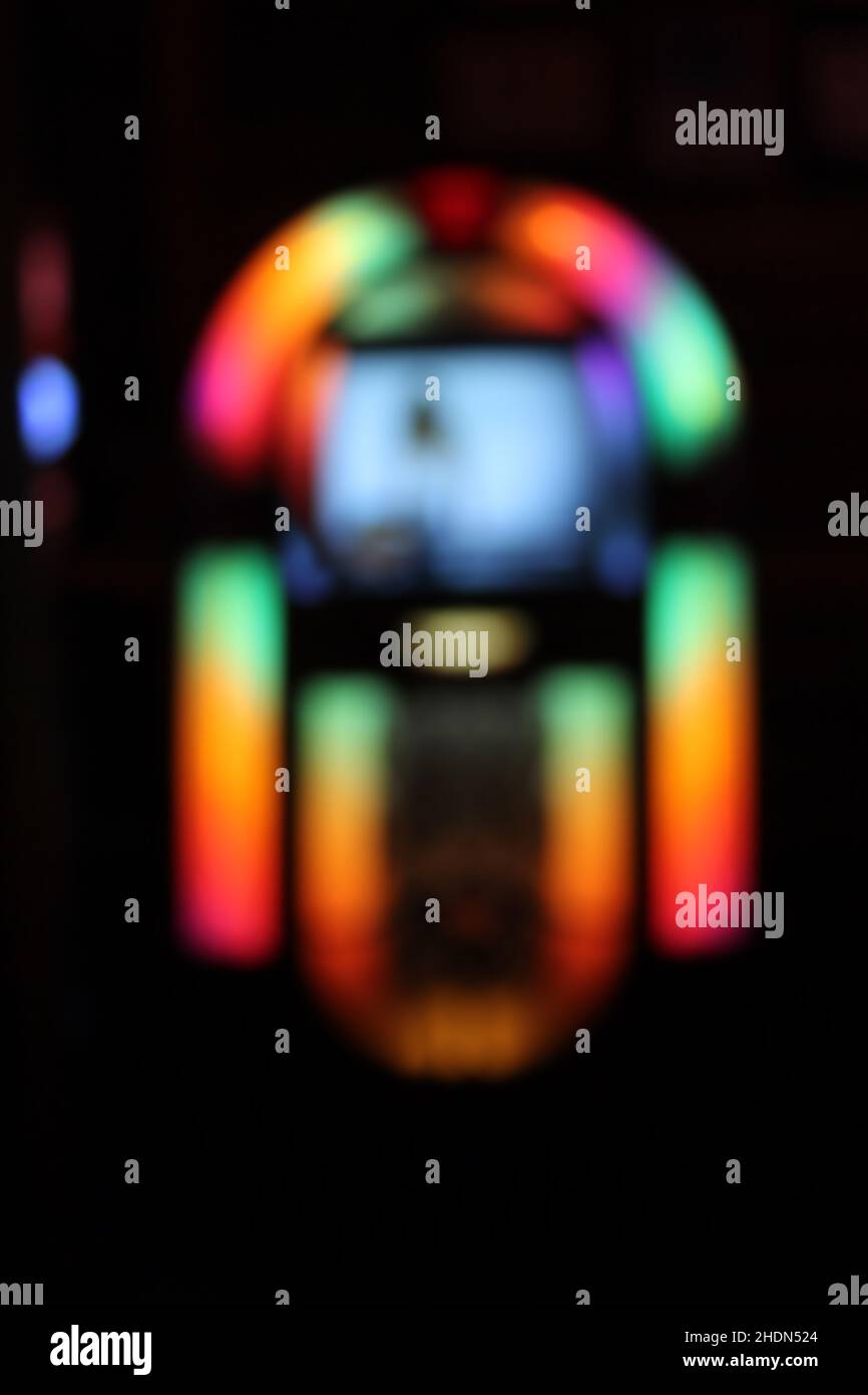 Blurred Multi Colored Vintage Jukebox Stock Photo