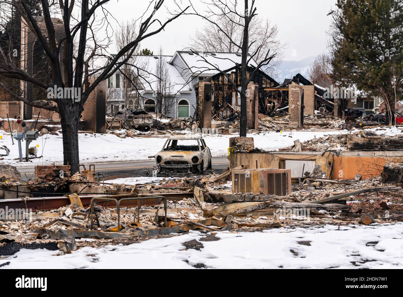 Louisville, CO USA January 5, 2022 The aftermath and destruction of