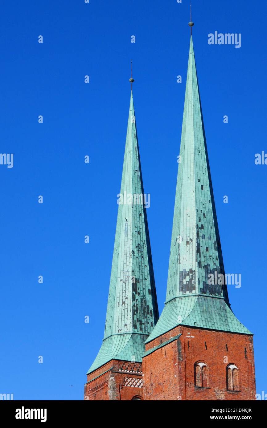 twin towers, luebeck cathedral, twin tower, luebeck cathedrals Stock ...