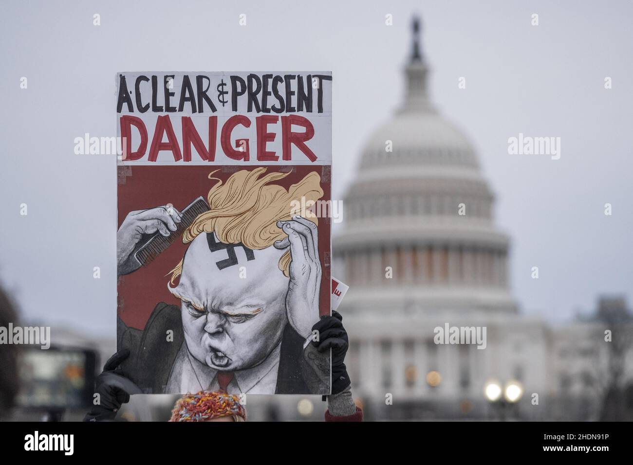 Washington, United States. 06th Jan, 2022. Pro democrats gather for a rally on the one year anniversary of the Jan. 6 riot at the U.S. Capitol in Washington, DC on Thursday, January 6, 2022. Photo by Ken Cedeno/UPI Credit: UPI/Alamy Live News Stock Photo