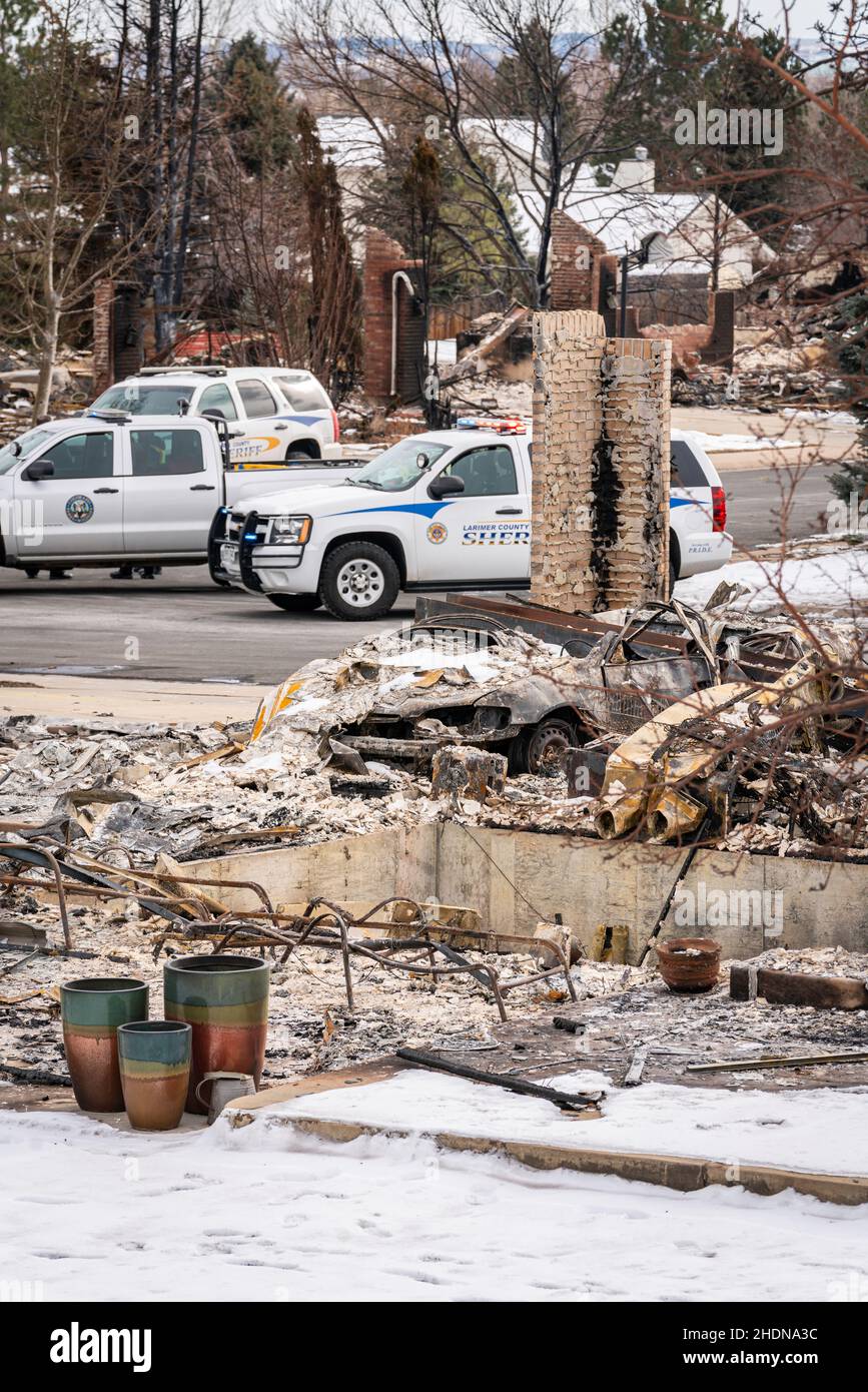 Louisville, CO USA January 5, 2022 The aftermath and destruction of