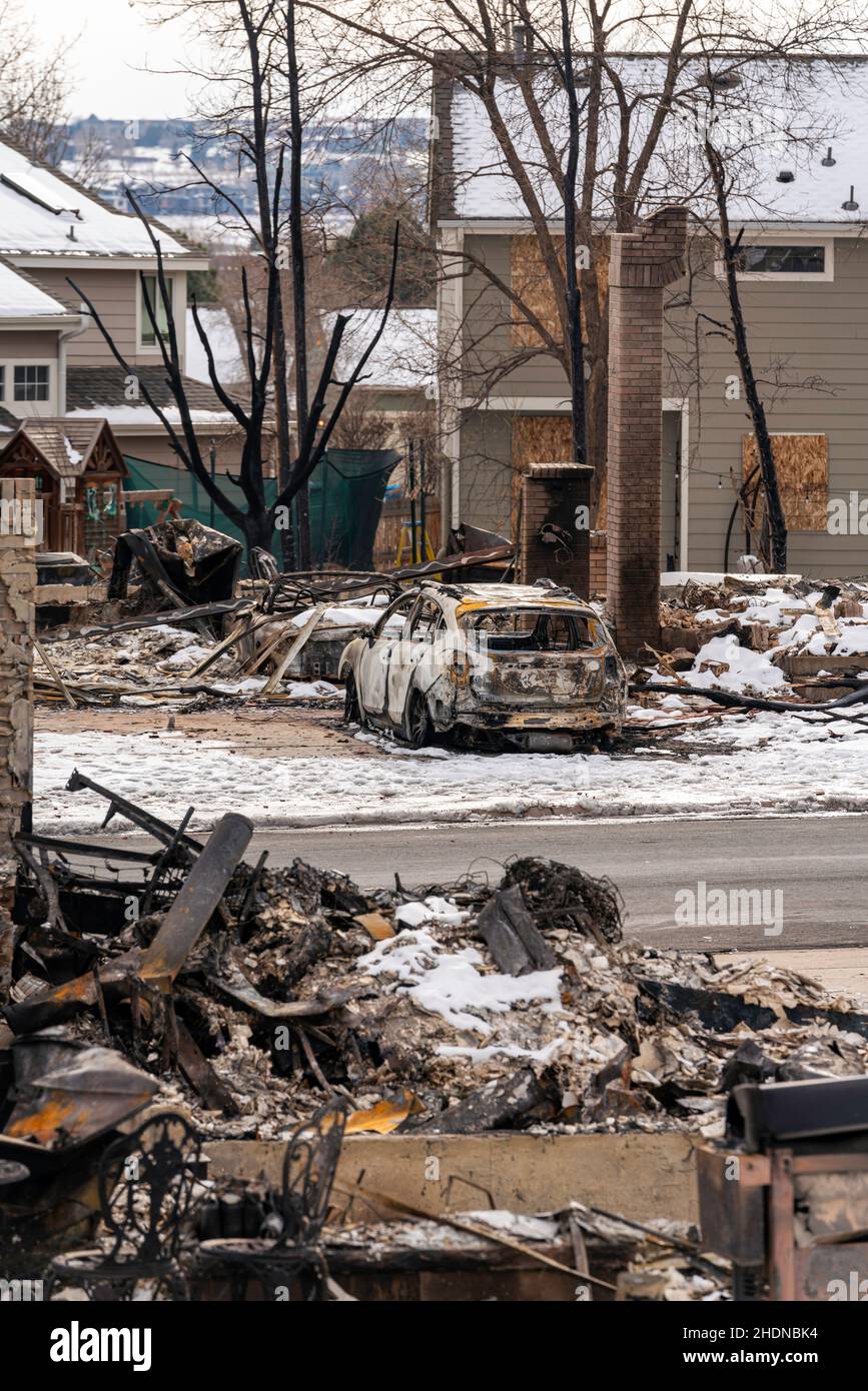 Louisville, CO USA January 5, 2022 The aftermath and destruction of