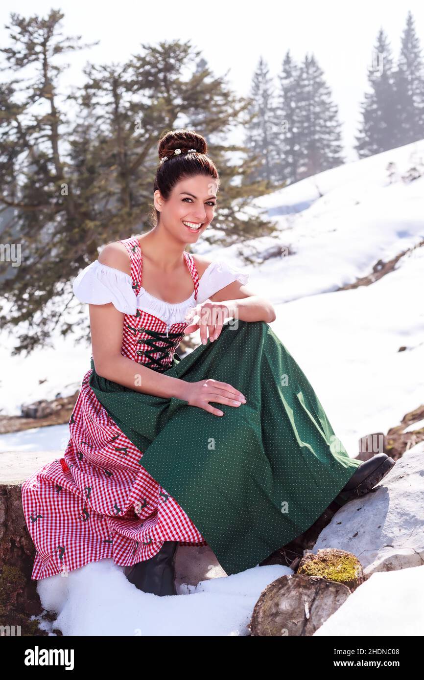 woman, bavarian, traditional, dirndl, female, ladies, lady, women, bavarians, traditionals, dirndls Stock Photo