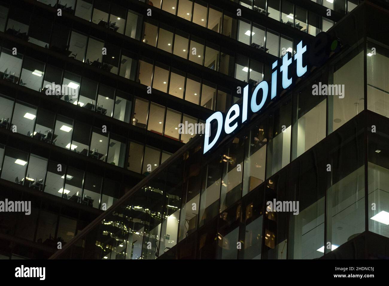 Toronto, ON, Canada January 1, 2022 Deloitte sign on the national