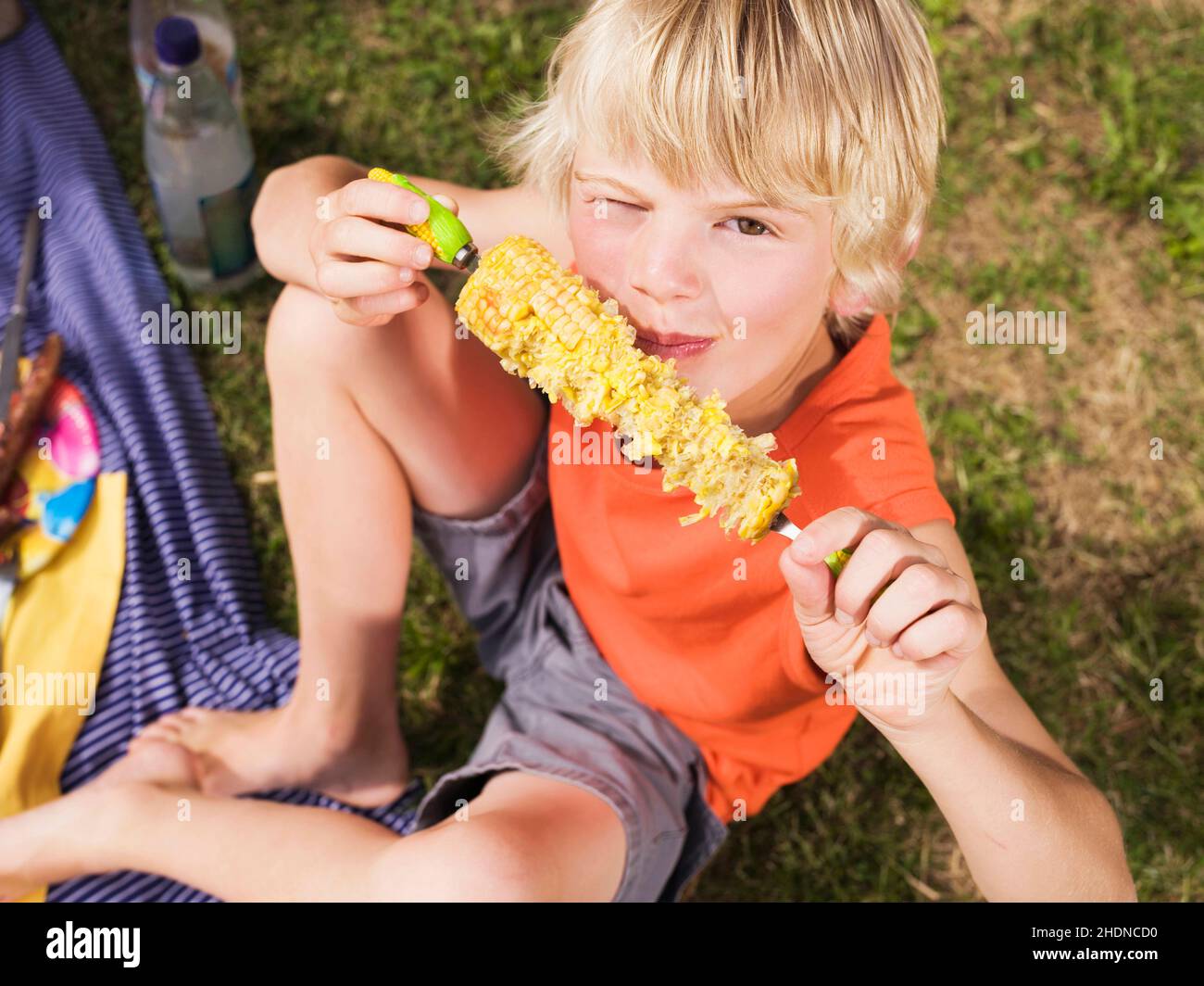 boy, eating, picnic, boys, eat, picnics Stock Photo Alamy