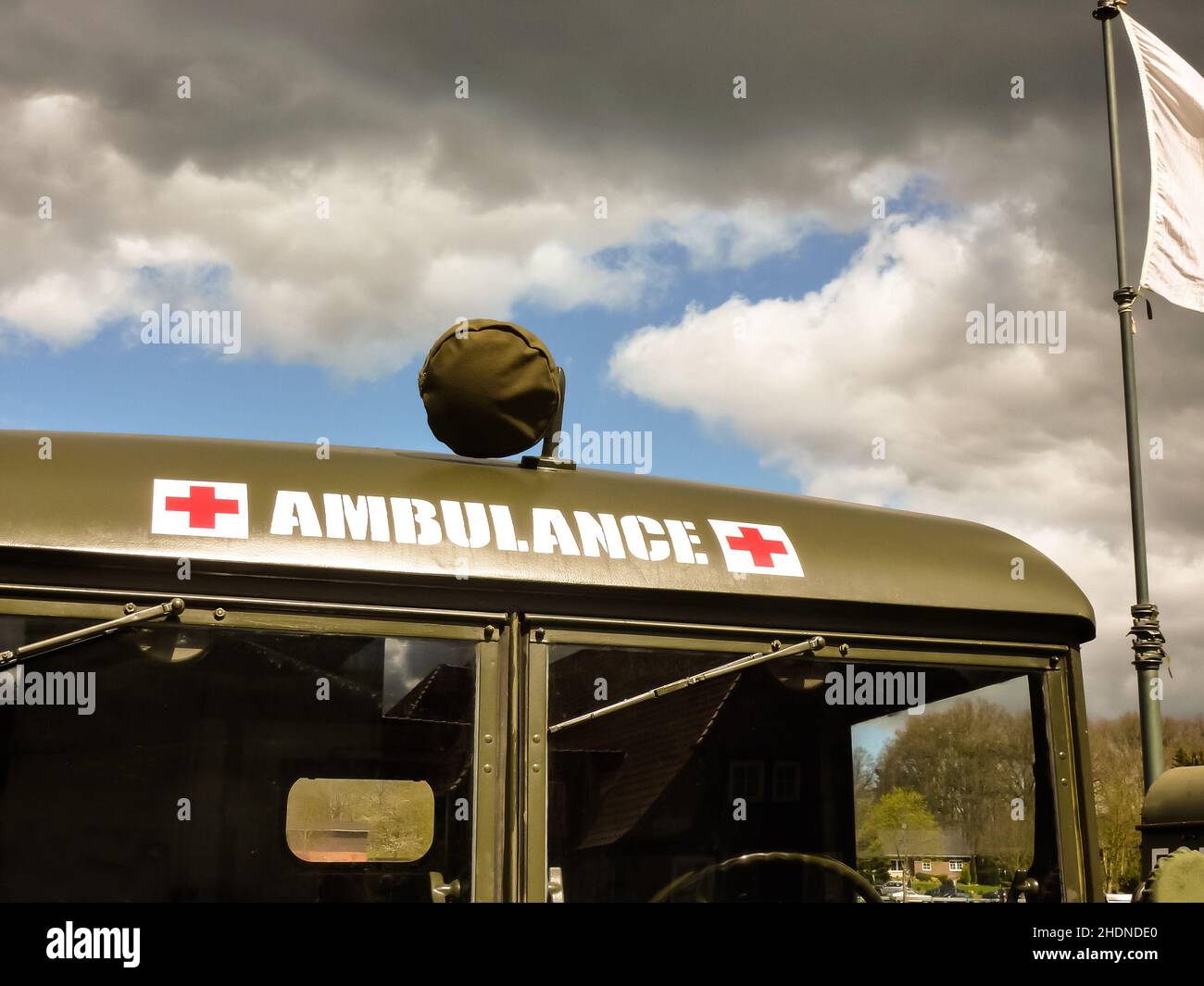 ambulance, military vehicle, ambulances, military vehicles, troops Stock Photo