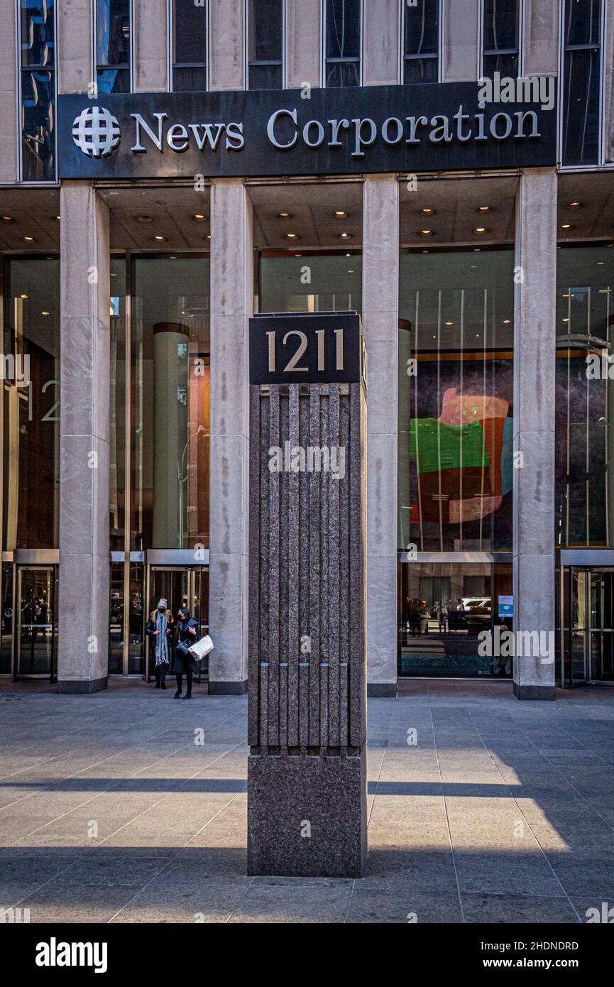 USA. 06th Jan, 2022. Entrance to Fox News headquarters at NewsCorp Building in New York. (Photo by Erik McGregor/Sipa USA) Credit: Sipa USA/Alamy Live News Stock Photo