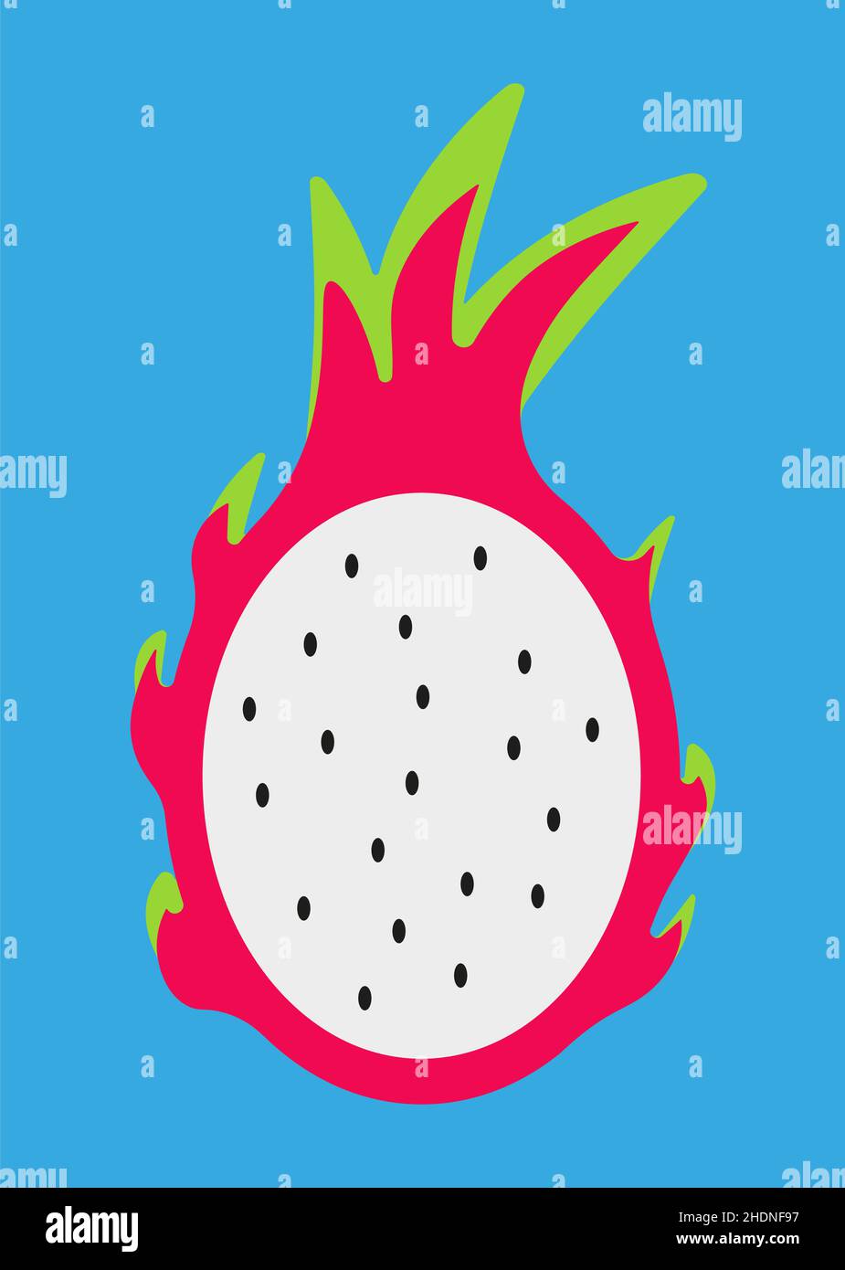 Vector icon of a dragon fruit on blue background Stock Vector