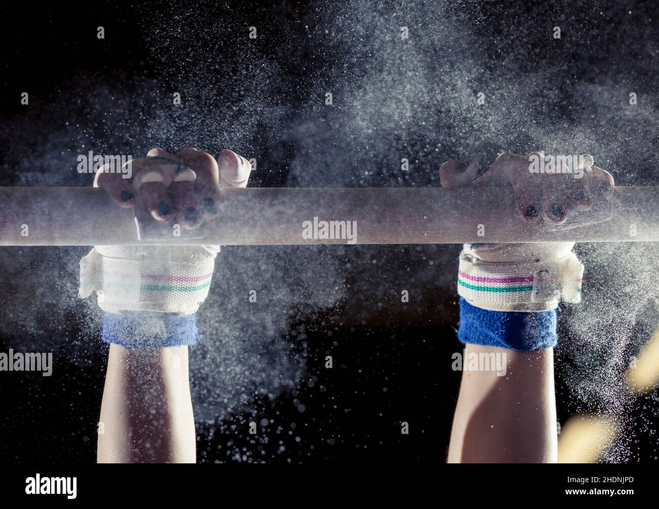 strength, gymnastics, parallel bars, apparatus gymnastics, powers, strengths, exercise, exercising, pilates Stock Photo