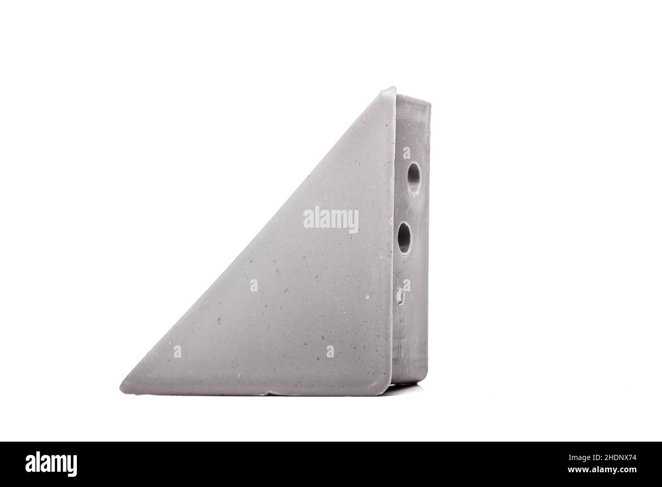 Plastic corner joint for pvc mosquito net door frame mounting. Closeup