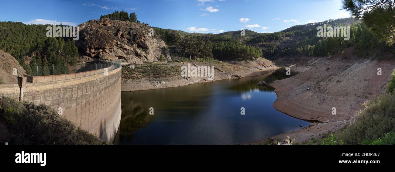 reservoir, grand canary, presa de los hornos, reservoirs, gran canarias, grand canaries Stock Photo