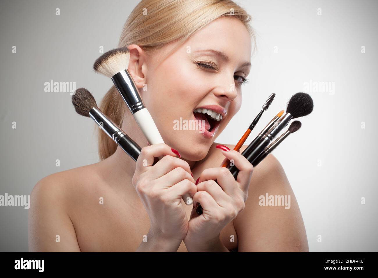 beauty & cosmetics, young woman, woman, cosmetic brushes, beauty and ...