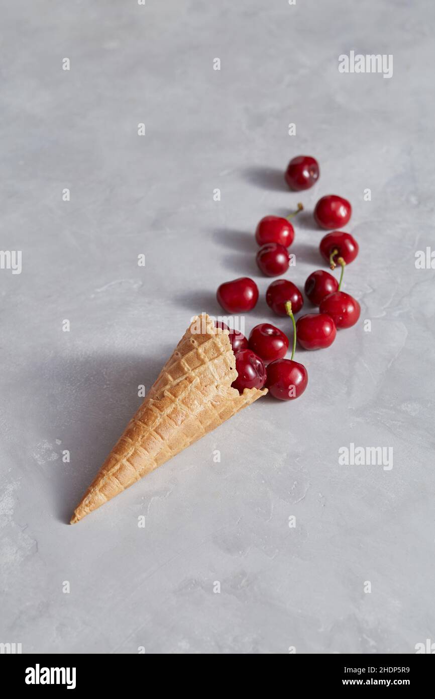 cherry, ice cream wafer, cherries, icecream wafers Stock Photo Alamy