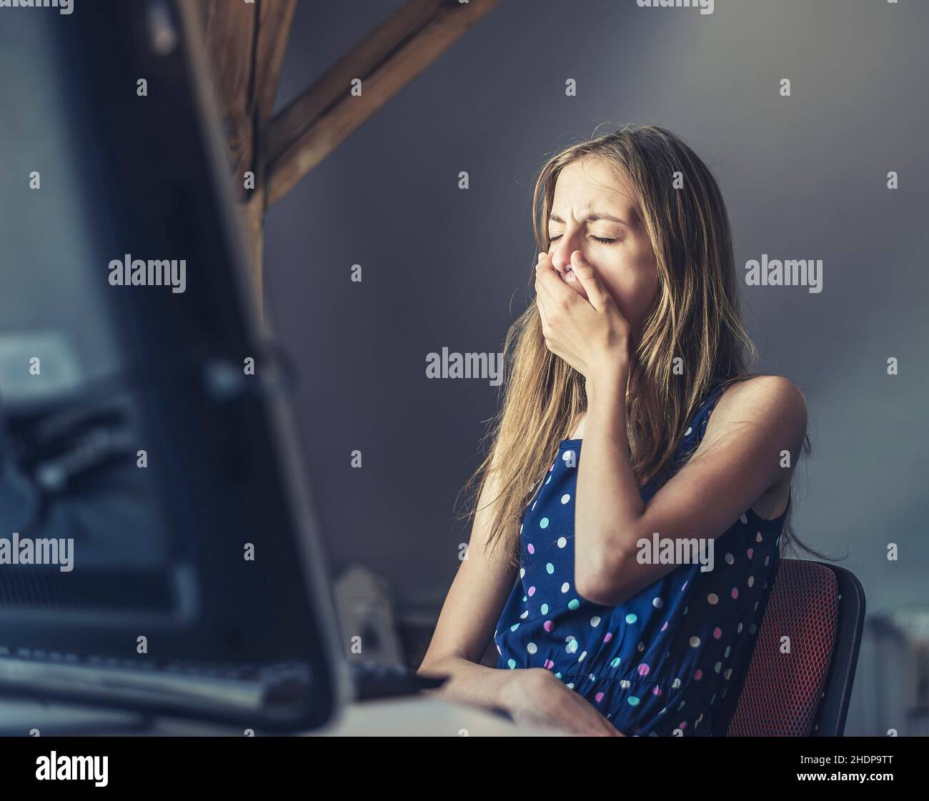 girl, tired, exhausted, social media, girls, tireds, exhausteds Stock Photo