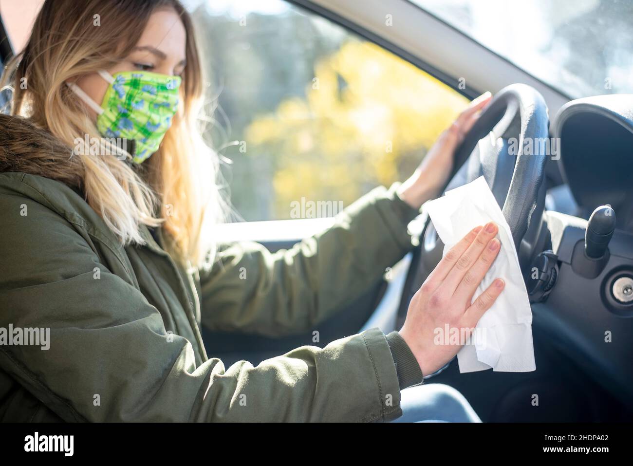 steering wheel, disinfect, steering wheels, disinfects Stock Photo Alamy