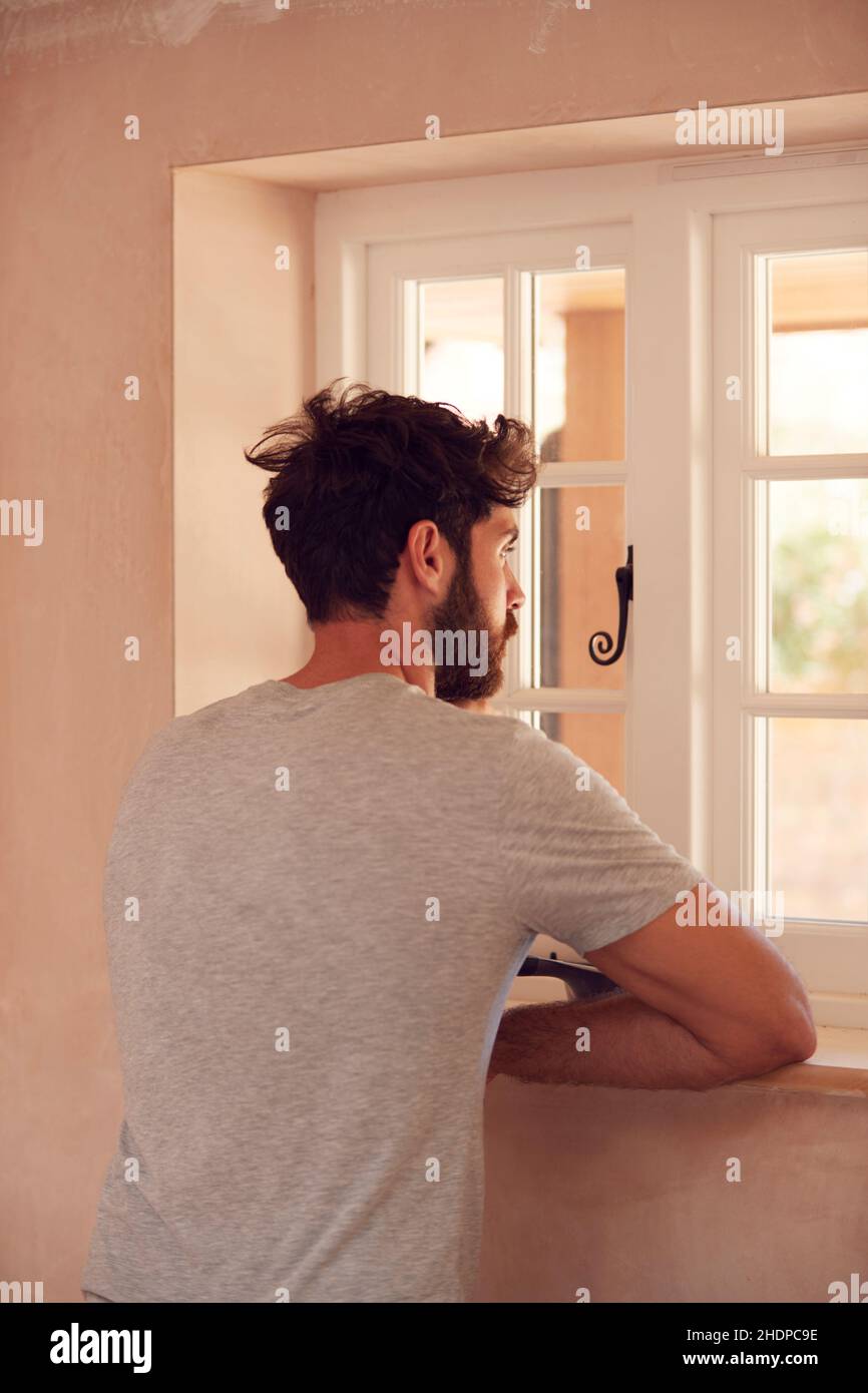 young man, pensive, guy, man, men, young, pensives Stock Photo
