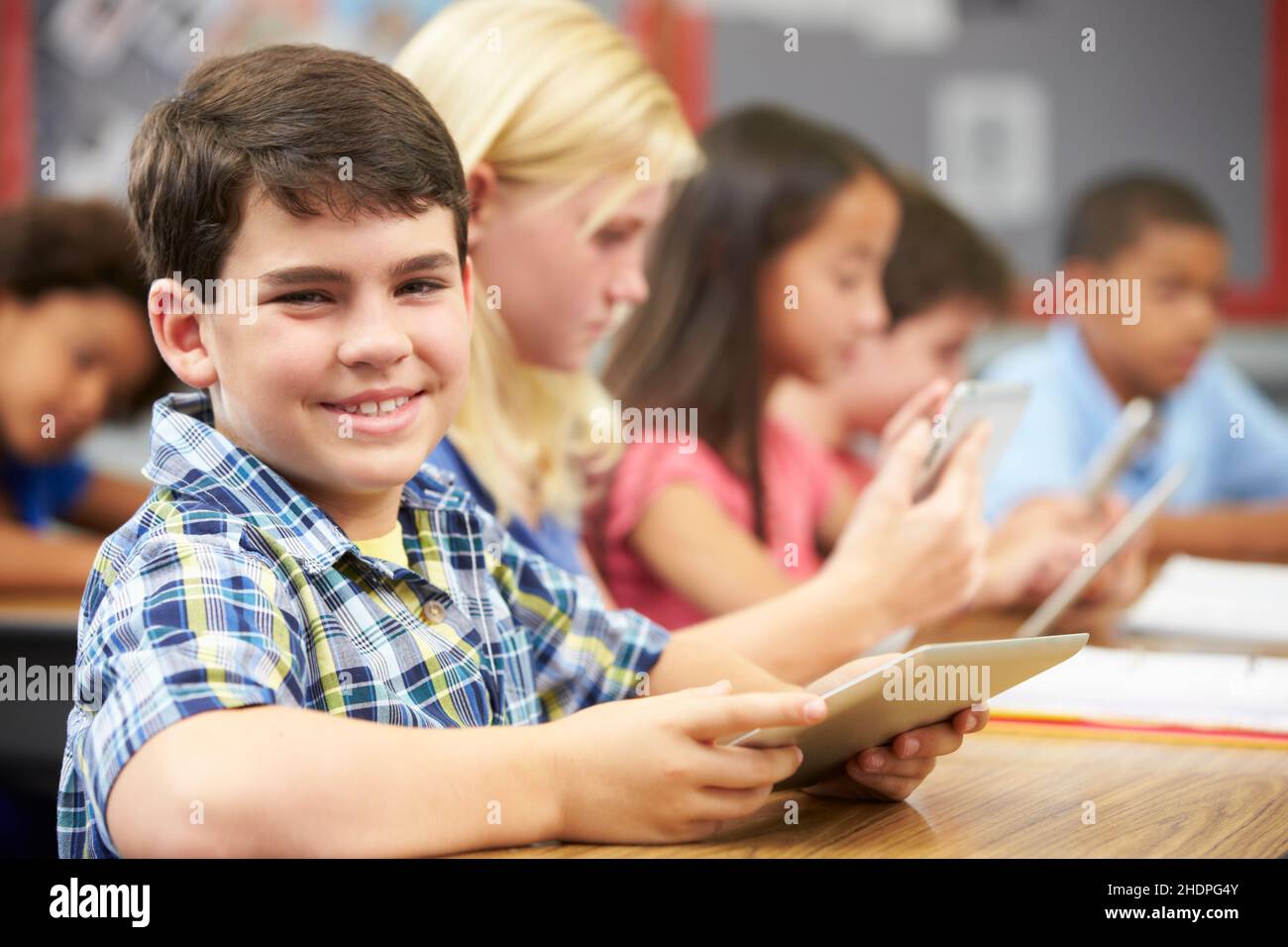 elementary school, elementary student, tablet-pc, elementary students, student, students, ipad, tablet pc Stock Photo