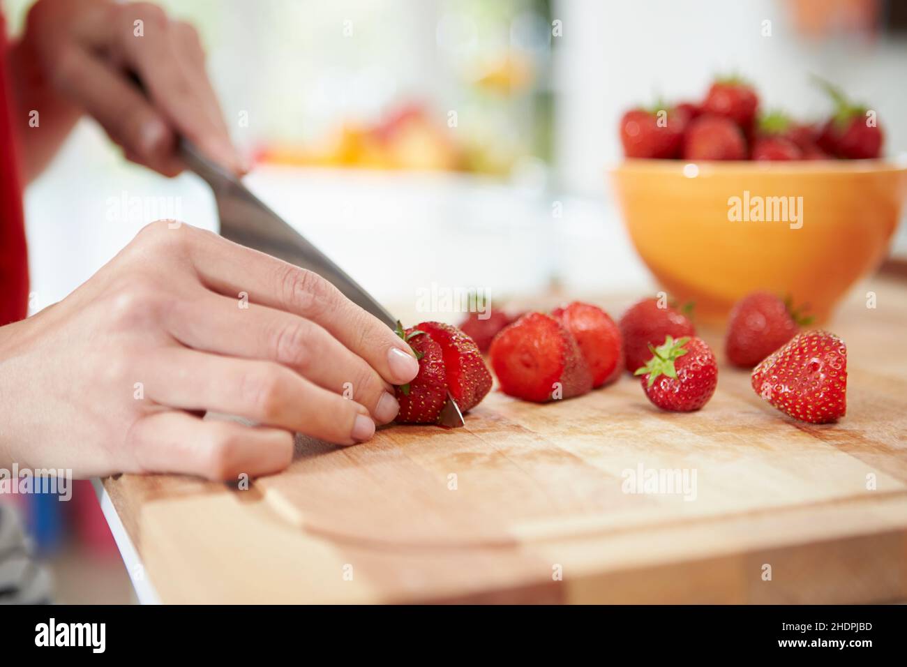 strawberry, cutting, strawberries Stock Photo